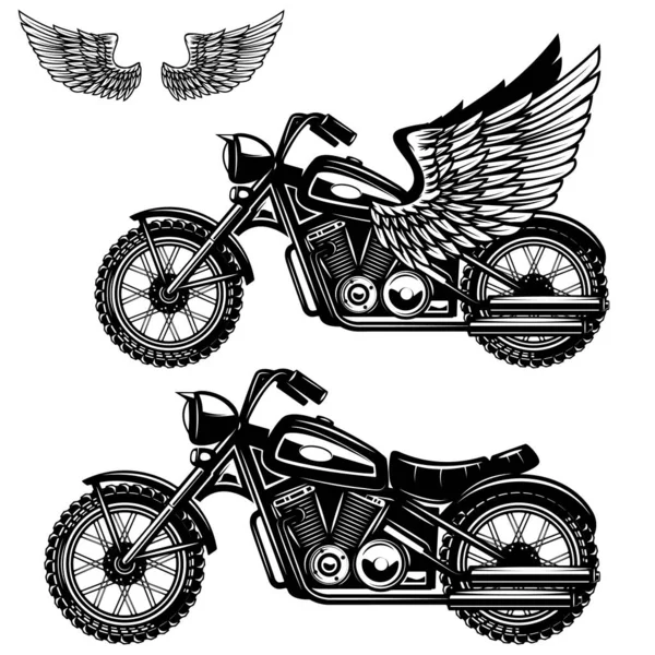 Motorcycle Illustration White Background Winged Motorbike Design Elements Logo Label — Stok fotoğraf