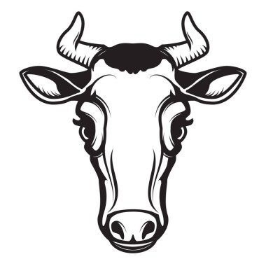Cow head illustration isolated on white background. Design element for emblem, sign, poster, label.