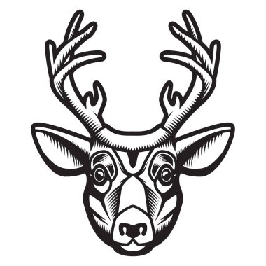 Deer head illustration isolated on white background. Design element for emblem, sign, poster, label. 