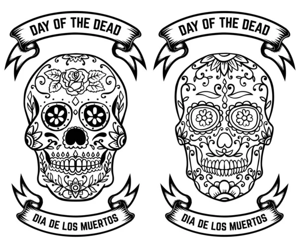 Day Dead Dia Los Muertos Set Sugar Skulls Design Elements — Stock Fotó