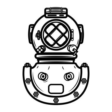 Vintage diver helmet. Design element for logo, label, emblem, sign. 