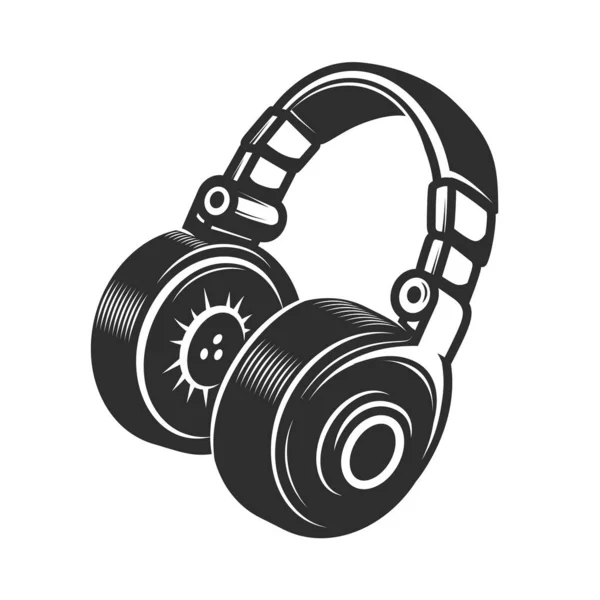 Headphones Icon Isolated White Background Design Element Emblem Badge Sign — Stok fotoğraf