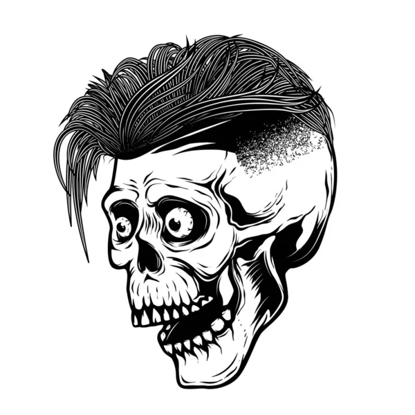 Hipster Skull Isolated White Background Design Element Poster Card Emblem — Fotografia de Stock