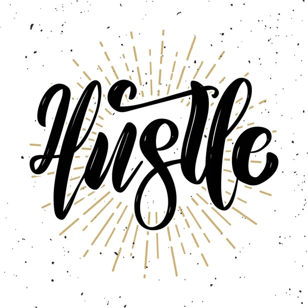 Hustle Hand Drawn Motivation Lettering Quote Design Element Poster Banner —  Fotos de Stock