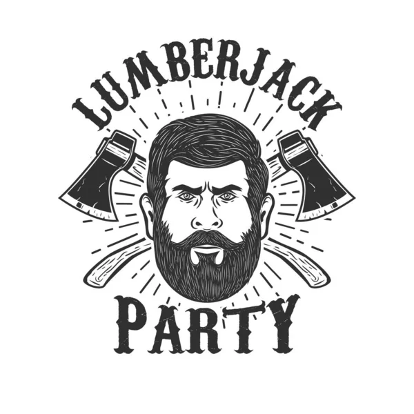 Lumberjack Party Lumberjack Head Background Two Crossed Axes Design Element — Φωτογραφία Αρχείου