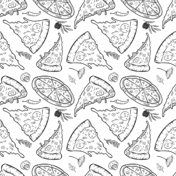 Nahtloses Muster Mit Pizza — Stockfoto