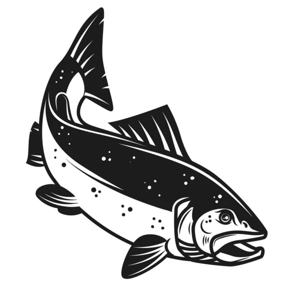 Ikona Lososa Ryby Izolované Bílém Pozadí Návrh Loga Štítku Znaku — Stock fotografie