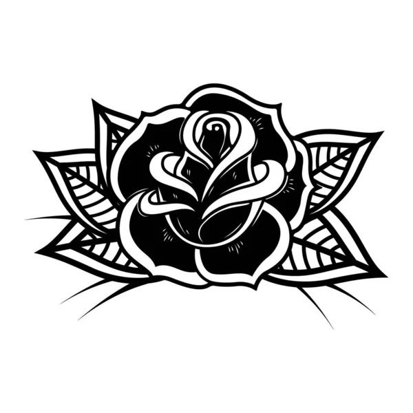 Illustration Rose Style Tatouage Sur Fond Blanc Eléments Conception Pour — Photo