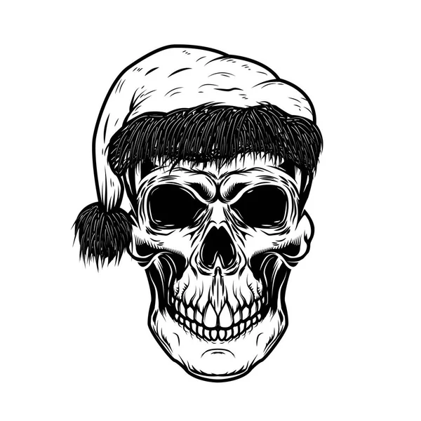 Santa claus skull. Design element for poster, card, t shirt.