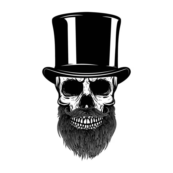 Bearded Skull Retro Hat Gentleman Club Design Element Shirt Poster — Stock Photo, Image