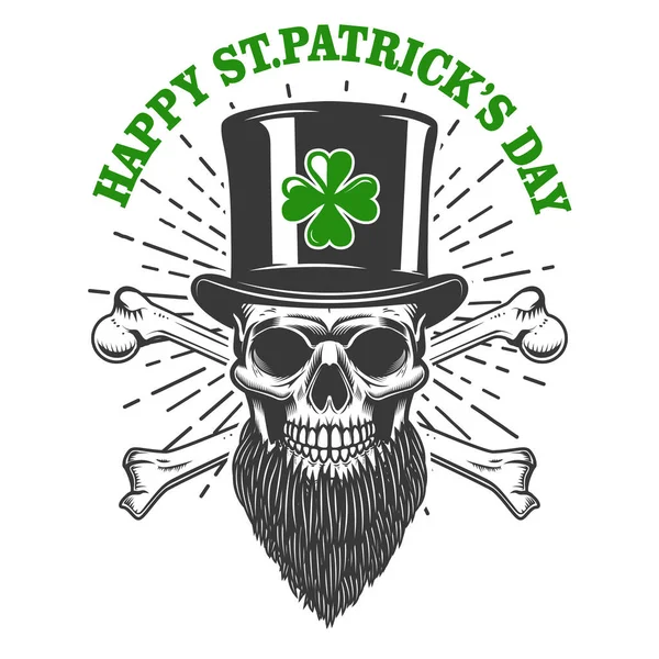 Happy Saint Patrick Day Irish Leprechaun Skull Clover Design Element — Stock Photo, Image