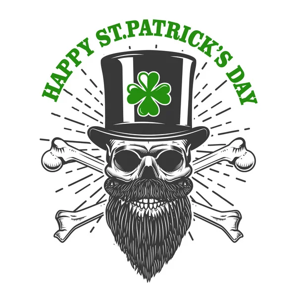 Happy Saint Patrick Day Irish Leprechaun Skull Clover Design Element — Stock Photo, Image