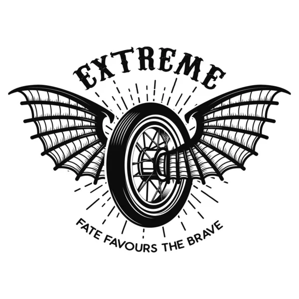 Extreme Motorcycle Wheel Bat Wings Design Element Logo Label Emblem — Stock Photo, Image