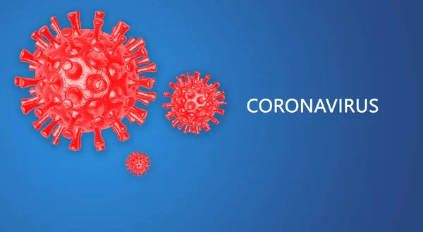 Coronavirus Șablon Banner Ilustrație Bacteriilor Coronavirus Fundal Albastru Element Design — Fotografie, imagine de stoc