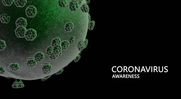 Coronavirus Farkındalığı Mavi Arka Planda Coronavirus Bakterisinin Çizimi Poster Kart — Stok fotoğraf
