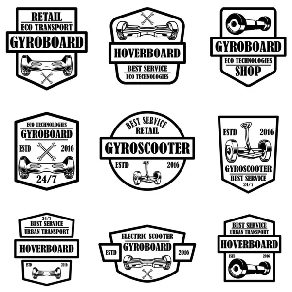 Set Van Gyro Scooter Emblemen Design Elementen Voor Logo Label — Stockvector