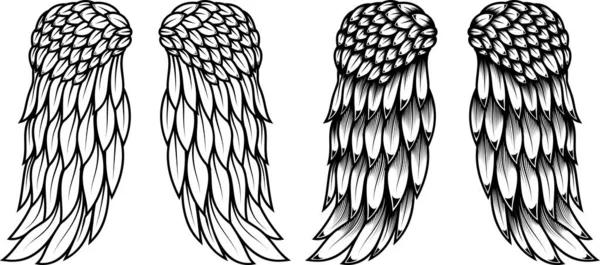 Angel Wings Tattoo Style Isolated White Background Design Element Poster — 스톡 벡터