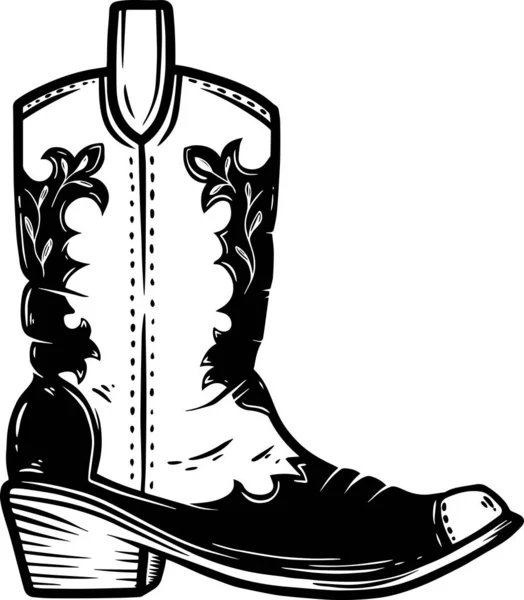 Ilustração Desenhada Mão Bota Cowboy Isolada Fundo Branco Elemento Design —  Vetores de Stock