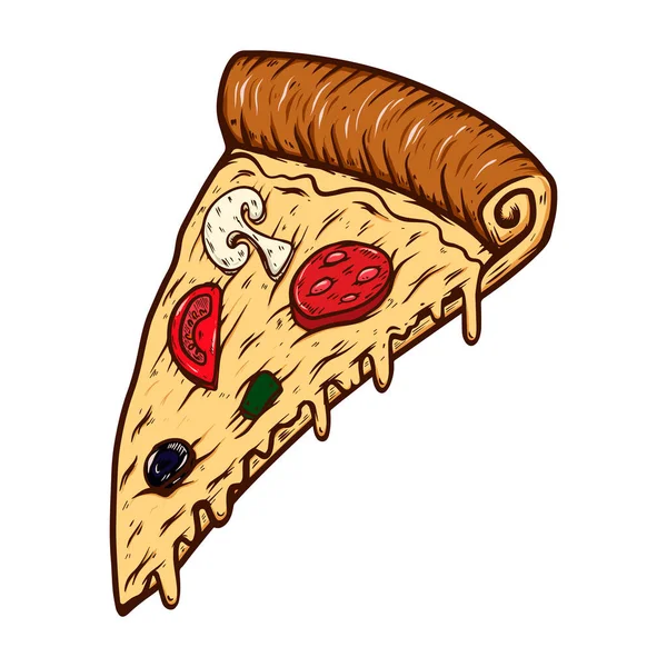Handgezeichnete Illustration Des Zuschnitts Von Pizza Isoliert Auf Weißem Hintergrund — Stockvektor