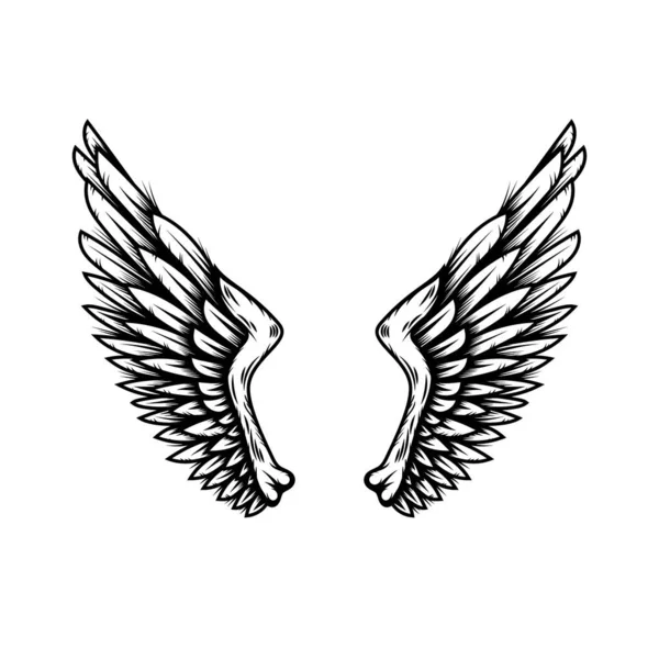 Angel Wings Tattoo Style Isolated White Background Design Element Poster — Διανυσματικό Αρχείο