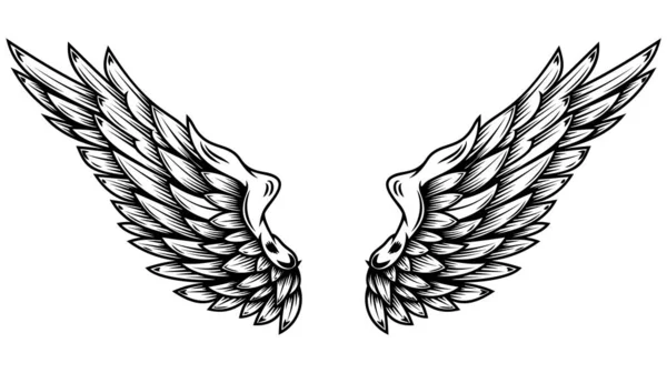 Angel Wings Tattoo Style Isolated White Background Design Element Poster — 图库矢量图片