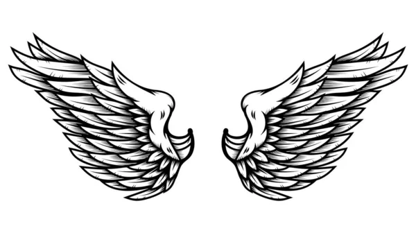 Angel Wings Tattoo Style Isolated White Background Design Element Poster — Διανυσματικό Αρχείο