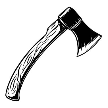 Oduncu baltası tasviri beyaz arka planda izole edilmiş poster, kart, pankart, amblem, işaret için tasarım elemanı. Vektör illüstrasyonu