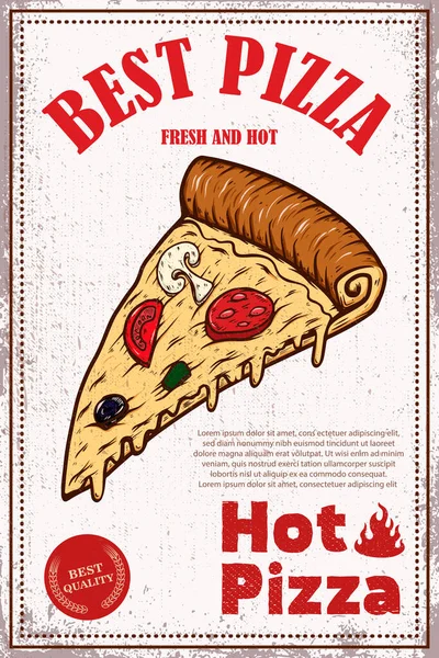 Πρότυπο Αφίσας Της Πίτσας Ιταλική Πίτσα Φέτα Grunge Φόντο Στοιχείο — Διανυσματικό Αρχείο
