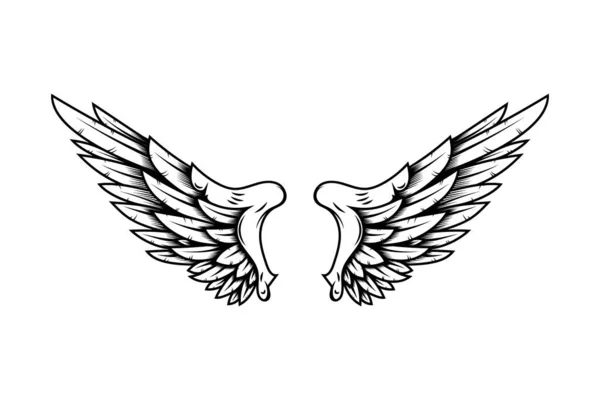 鹰翼的纹身风格与白色背景隔离 徽章的设计元素 矢量说明 — 图库矢量图片