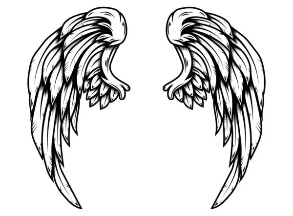 Orlí Křídla Stylu Tetování Izolované Bílém Pozadí Design Pro Plakát — Stockový vektor