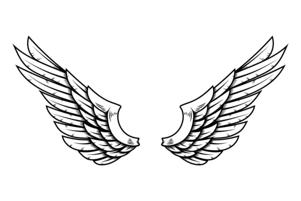 Φτερά Αετού Στυλ Τατουάζ Που Απομονώνονται Λευκό Φόντο Στοιχείο Σχεδιασμού — Διανυσματικό Αρχείο