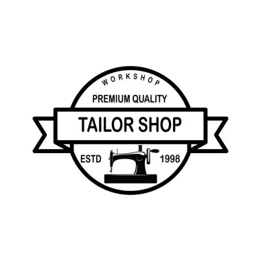 Terzinin amblem şablonu. Logo, etiket, işaret, poster için tasarım elemanı. Vektör illüstrasyonu