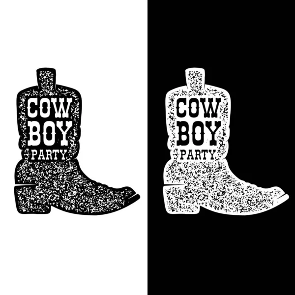 Cowboy Party Illustration Cowboy Boot Isolated White Design Element Logo — Stock Vector