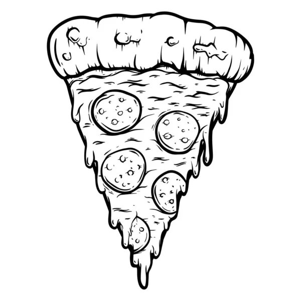 Ilustração Desenhada Mão Corte Pizza Isolada Sobre Fundo Branco Elemento — Vetor de Stock