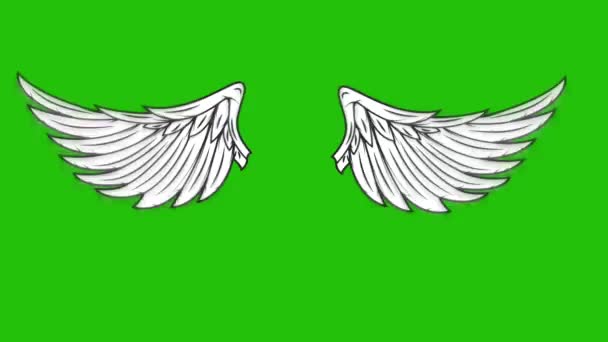 Animation Flying Wings Green Background Angel Wings Animation — Stock Video