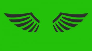 Yeşil arka planda uçan kanatların animasyonu. Melek kanatları animasyonu. 