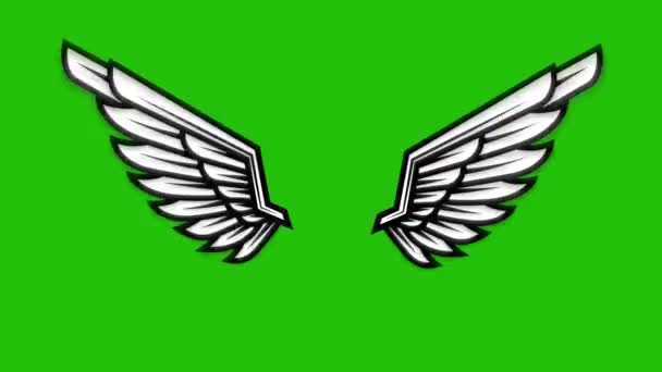 Animace Létajících Křídel Zeleném Pozadí Animace Andělských Křídel — Stock video