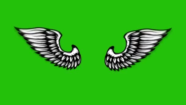 Animation Des Ailes Volantes Sur Fond Vert Ange Ailes Animation — Video