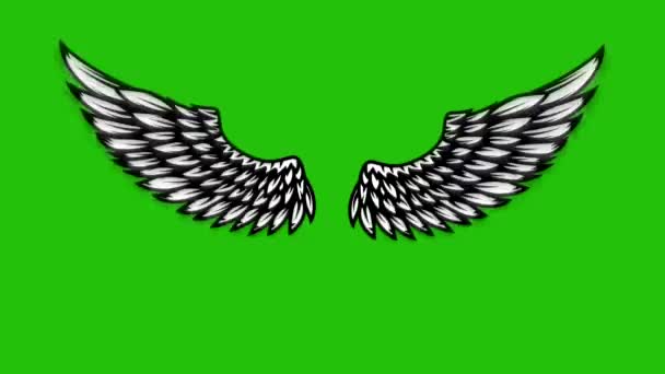 Animation Flying Wings Green Background Angel Wings Animation — Stock Video