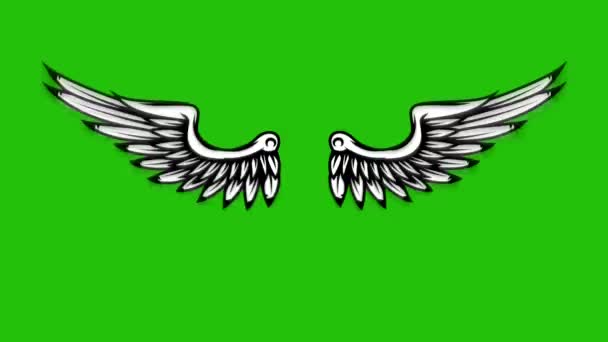 Animation Flying Wings Green Background Angel Wings Animation — Stock Video