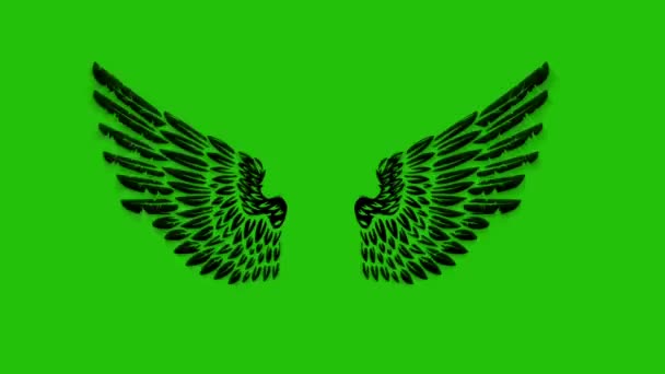 Animation Flying Wings Green Background Angel Wings Animation — Stock Video