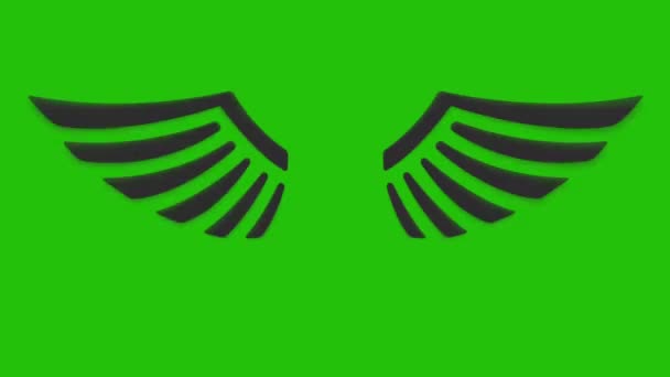 Animation Flying Wings Green Background Angel Wings Animation — Stock Video