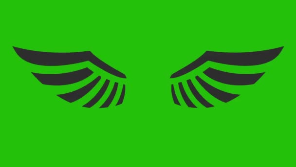 緑の背景に翼を飛ぶアニメーション 天使の翼アニメーション — ストック動画