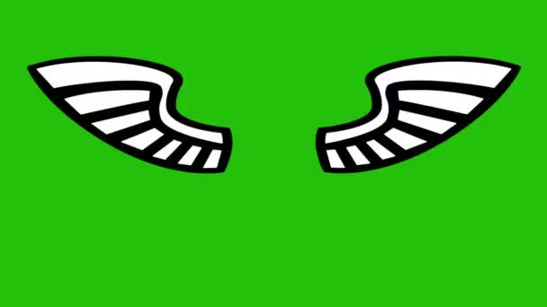 Animation Flying Wings Green Background Angel Wings Animation — Stock Video