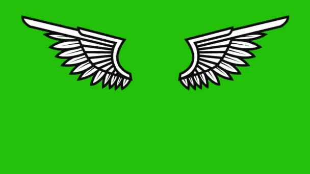 Animation Flying Wings Green Background Angel Wings Animation — Stock Video