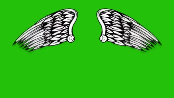 Animación Alas Voladoras Sobre Fondo Verde Ángel Alas Animación — Vídeos de Stock