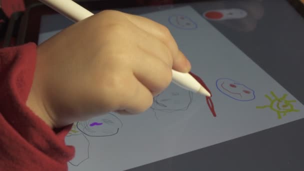 Dibujo Del Bebé Tableta Digital — Vídeos de Stock