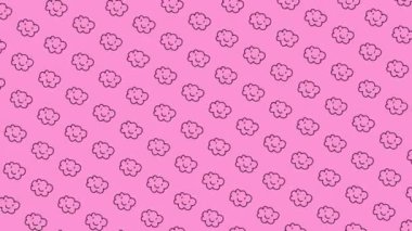 Elle çizilmiş sevimli bulutlarla hareketli desen. 