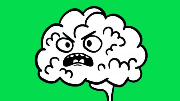 Handgezeichnete Animation Des Wütenden Gehirncharakters — Stockvideo