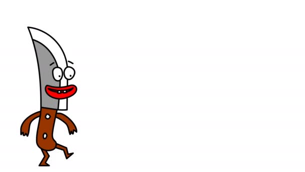 Animação Desenhada Mão Personagem Faca Dançante — Vídeo de Stock